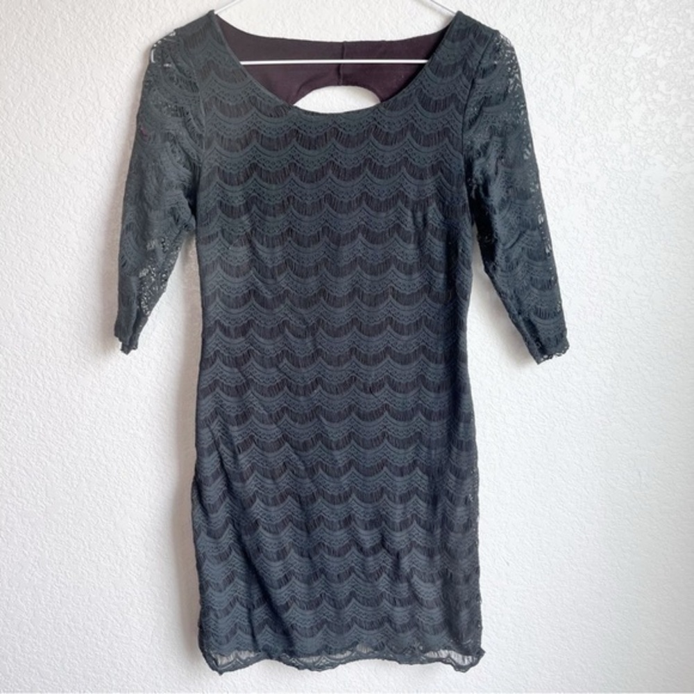 Free People body con mini dress hunter green laser cut small